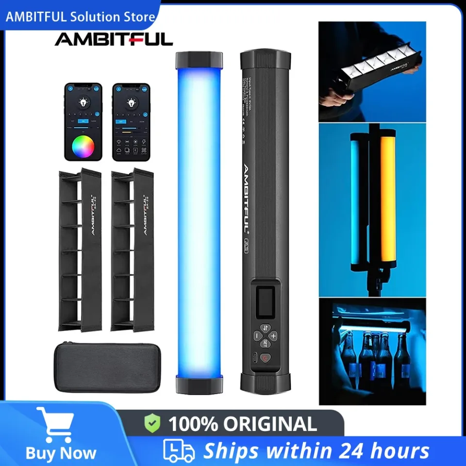 AMBITFUL A2 Kit-2 Tubo de luz RGB, CRI 95+ TLCI 97+, APP embutido + Grade de favo de mel Função magnética RGB LED Stick Kit de lâmpada dupla