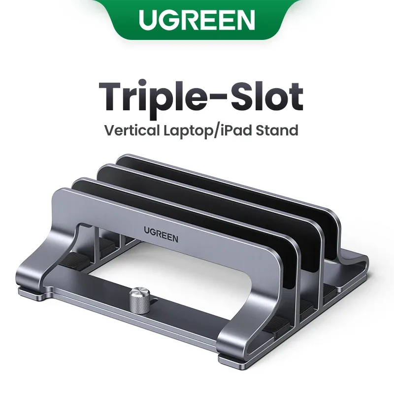 UGREEN-Suporte Vertical Laptop, Suporte Notebook Alumínio, MacBook Air Pro, Tablet, iPad, suporte do telefone, Slots triplos