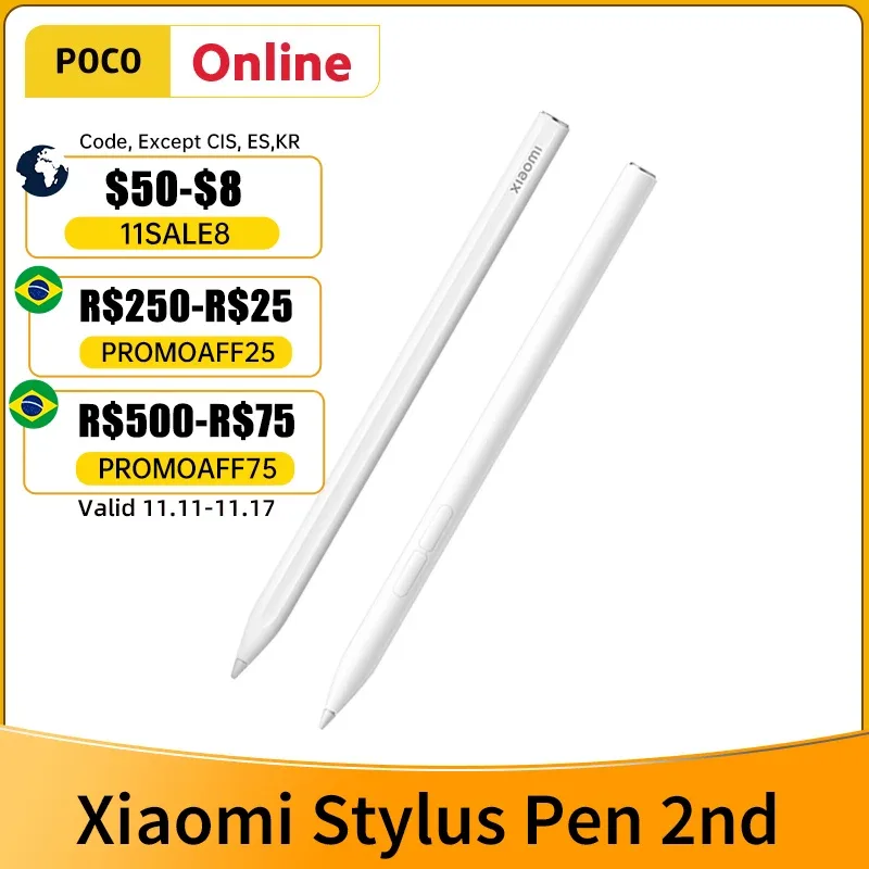 2023 Novo Xiaomi Stylus Pen 2 Caneta Inteligente 4096 Nível de Sentido Latência Ultra Baixa Para Xiaomi Mi Pad 6 Pad 5 Pro Tablet Carga Magnética