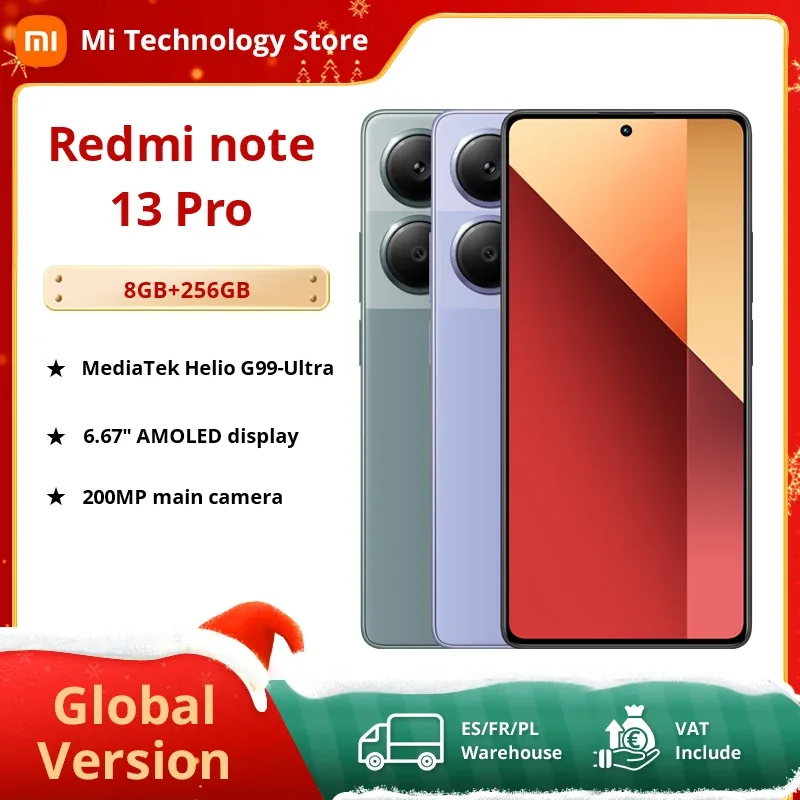 Xiaomi-Smartphone NFC Redmi Note 13 Pro 4G, Versão Global, Câmera 200MP, AMOLED 6.67 ", Tela 120Hz, MediaTek Helio G99, 5000mAh, Carregamento 67W