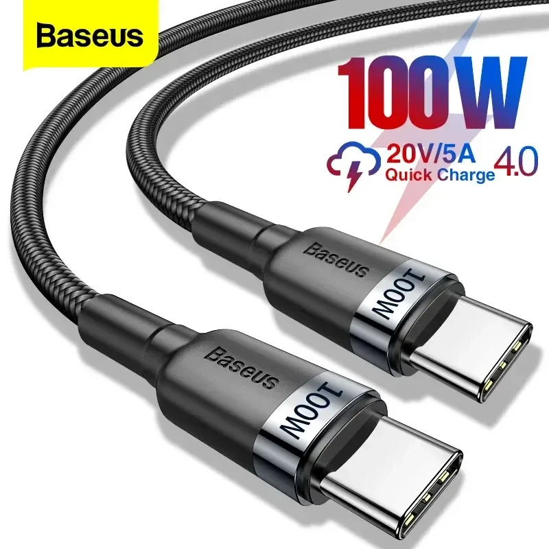Baseus 100w usb c para usb tipo c cabo usbc pd cabo de carregamento rápido USB-C typec cabo para iphone 16 15 pro max macbook samsung poco