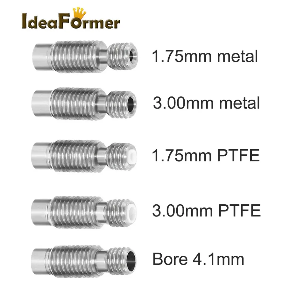 Impressora 3d e3d v6, quebra de calor, hotend, para 1.75/3.0/4.1mm, toda em metal, com ptfe, aço inoxidável, tubos de alimentação remota