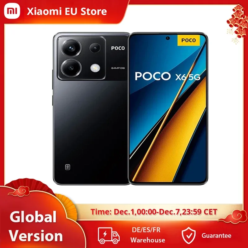 POCO-X6 Versão Global Smartphone, 5G, NFC, Snapdragon 7S, Gen 2, 120Hz, Tela AMOLED, Câmera de 64MP, OIS, Carregamento 67W