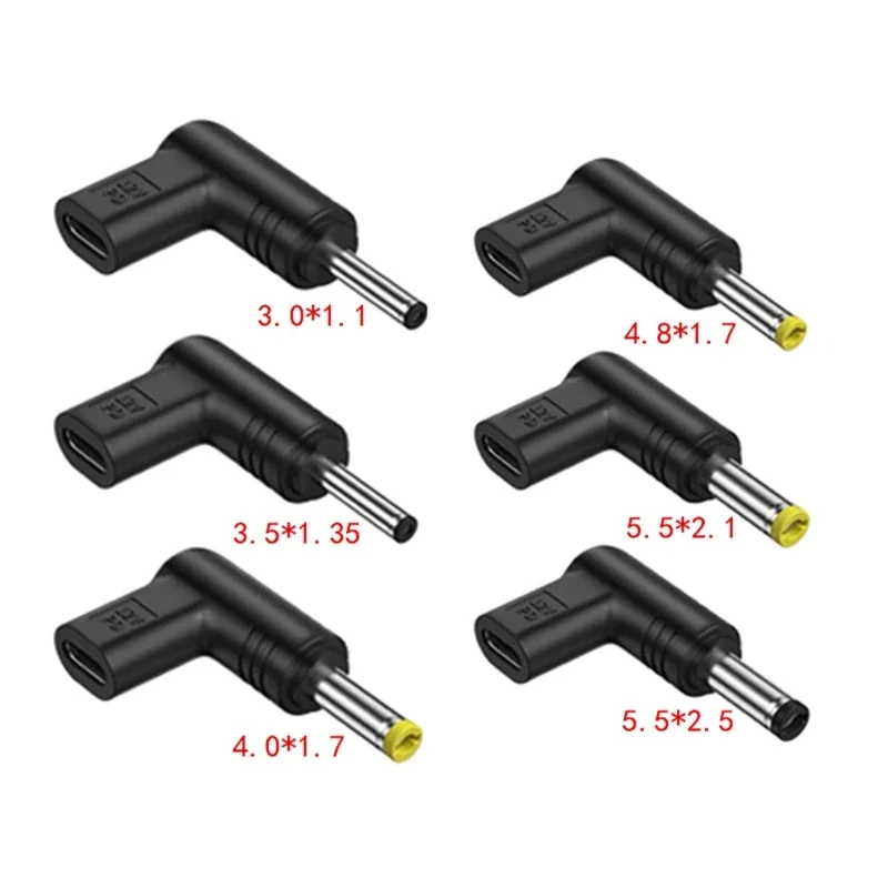 Kits de adaptador de alimentação usb tipo c fêmea para conector de alimentação 3.0x1.1mm/3.5x1.35mm/4.8x1.7mm/4.0x1.7mm/5.5x2.1mm