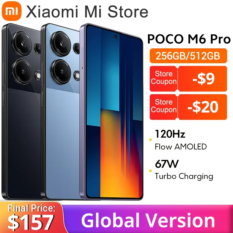 POCO M6 Pro Versão Global Helio G99 Ultra 120Hz Fluxo AMOLED 64MP Câmera Tripla com carregamento turbo OIS 67W