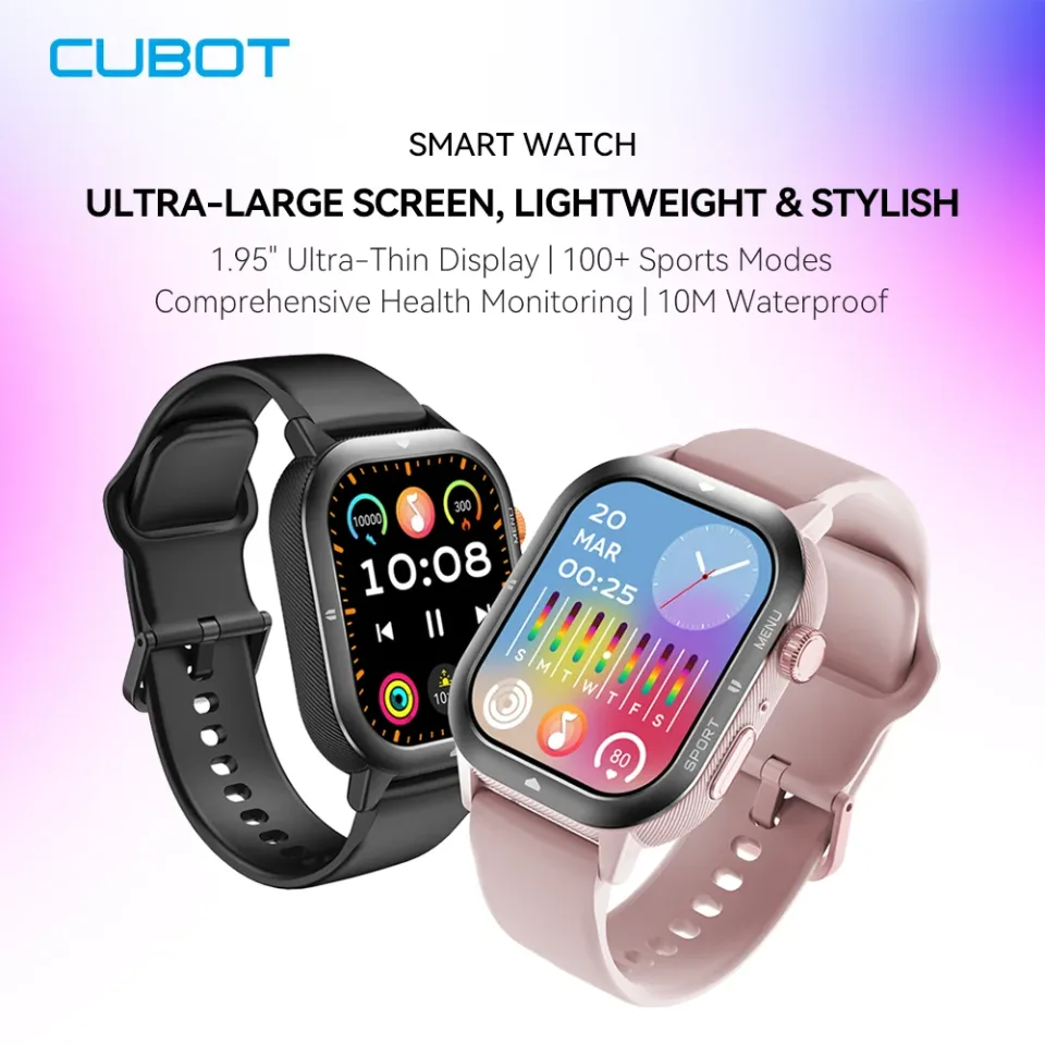 [Envio de MX] CUBOT U1 Smartwatch, tela de 1,93 ", frequência cardíaca, relógio inteligente à prova d'água de 10M para homens, chamada Bluetooth, rastreador de fitness