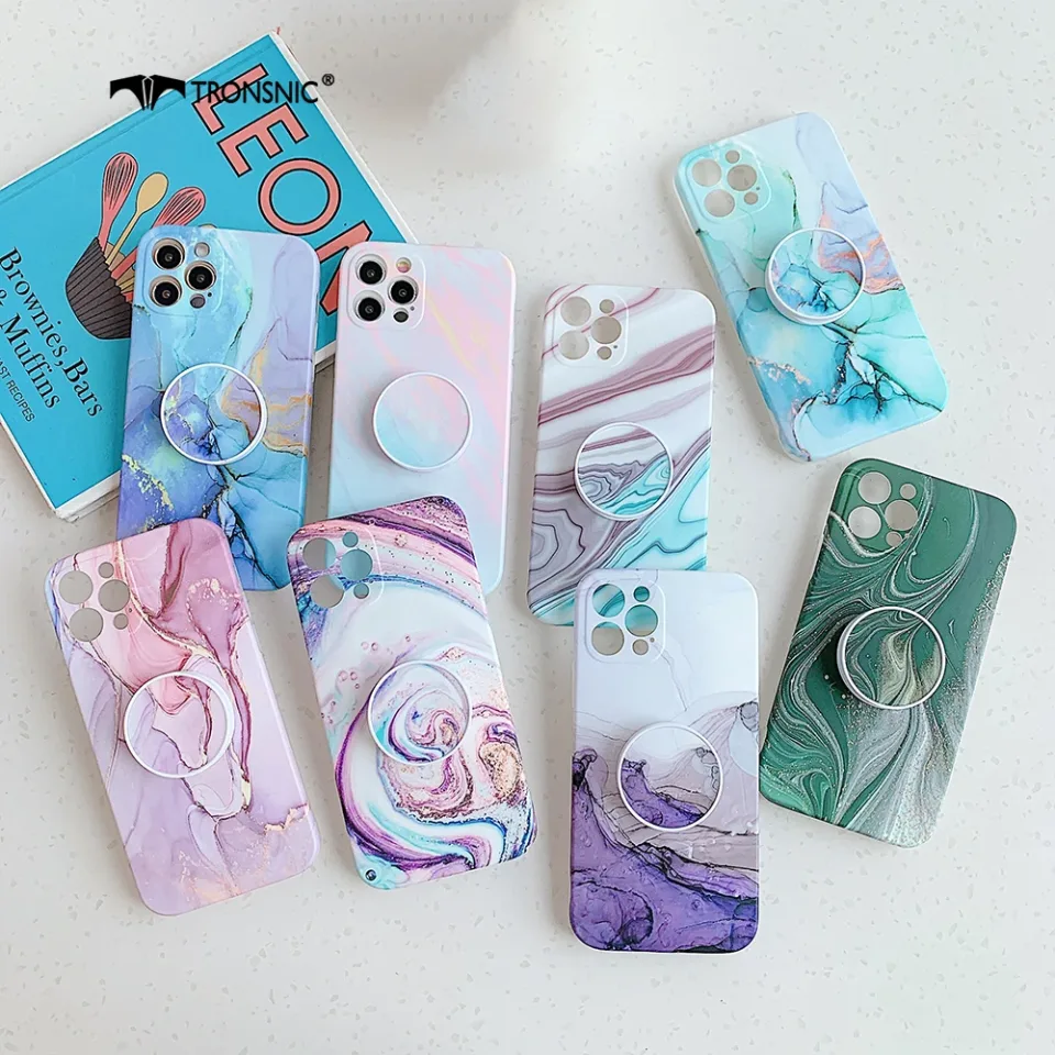 Capa de celular de iphone 12 pro max com proteção de lente, textura de mármore, macio, dobrável, fosco, azul, para iphone 12