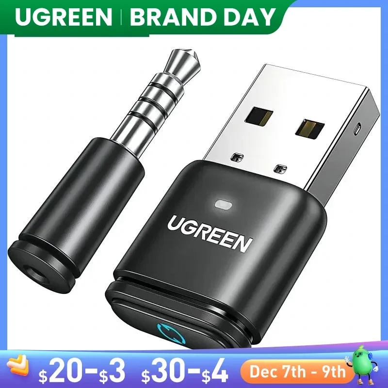 UGREEN-USB Transmissor Bluetooth 5.3, APTX HD AD Adaptador De Áudio para PS5, PS4, Nintendo Switch, Alto-falante, Receptor Bluetooth Mic