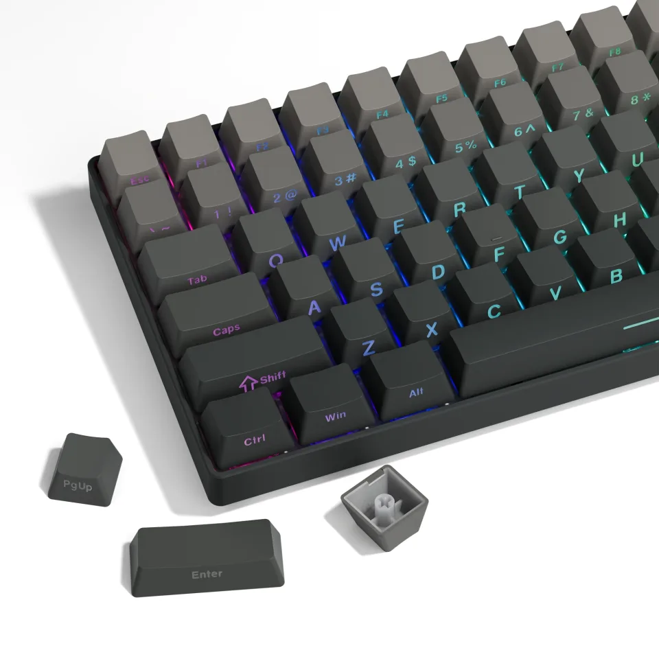 PBT tiro duplo lado impressão brilhar através de Keycaps retroiluminados, 136 chave dia polar, apto para teclado mecânico MX, 108, 96, 87, NJ80, 84, 68, 64, 61