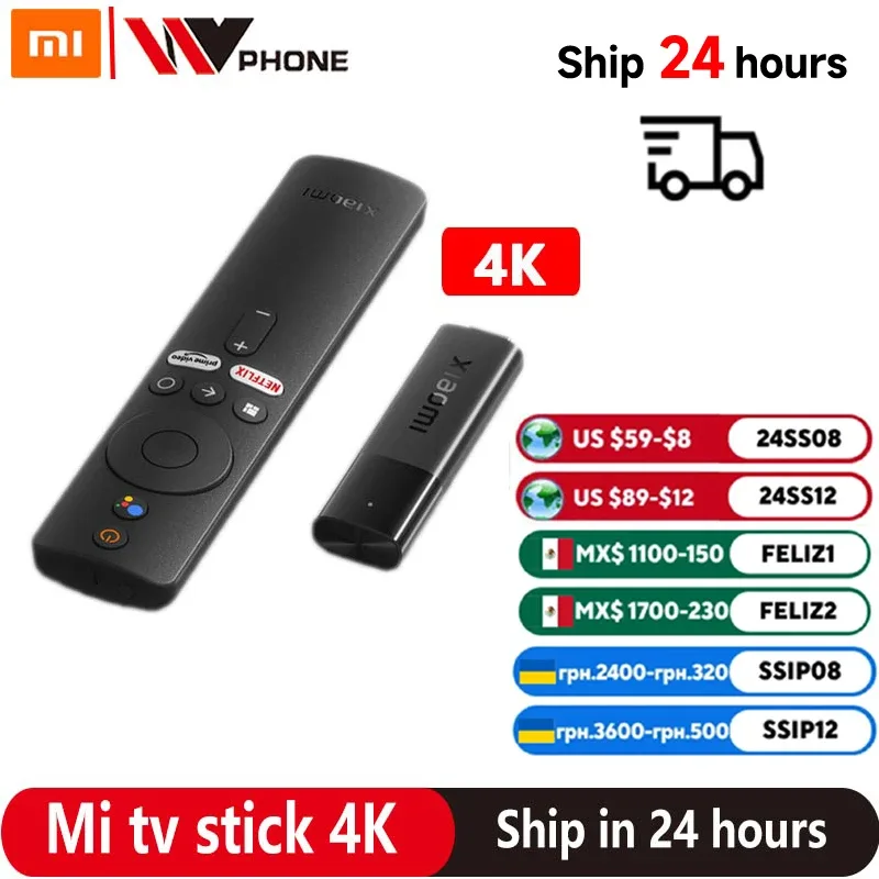 Xiaomi-Mi TV Stick, 4K, Android TV 11, HDR Quad Core, Streaming Media Portátil, 2GB de RAM, 8GB ROM, Bluetooth 5.0, Wi-Fi, Assistente do Google