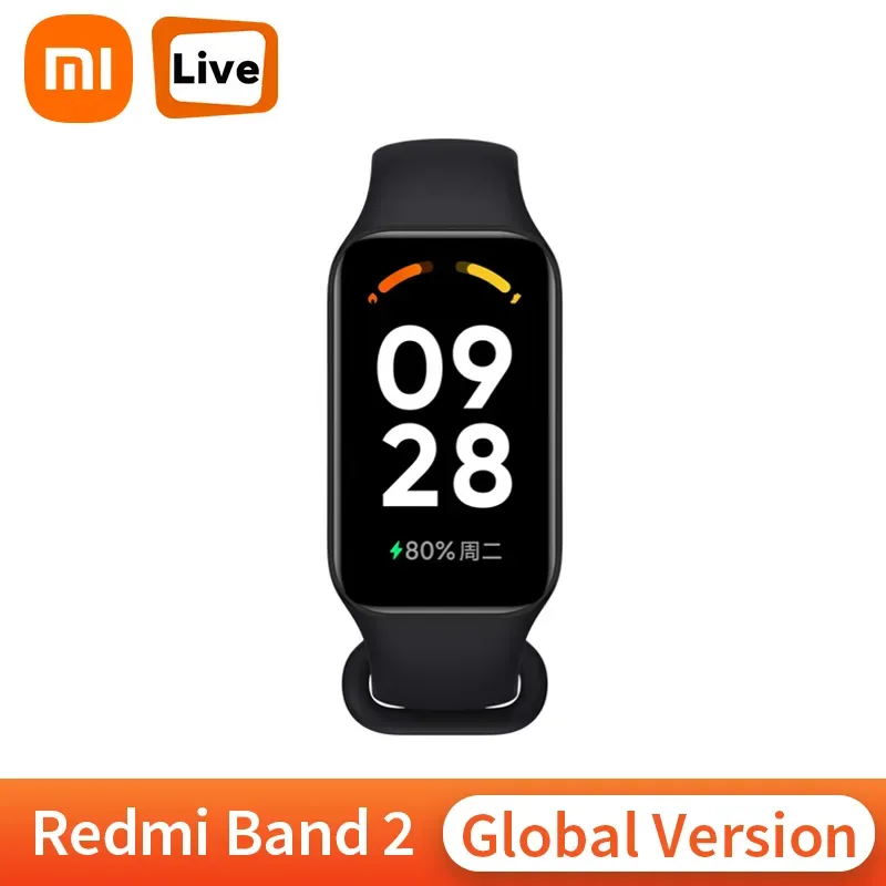 Versão global xiaomi redmi banda 2 pulseira inteligente 1.47 "display quadrado monitor de freqüência cardíaca oxigênio no sangue band2 carregamento magnético