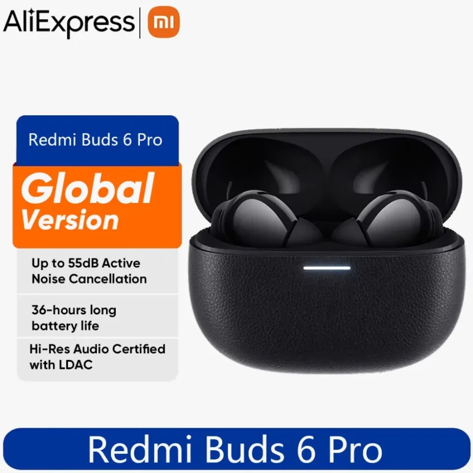 Versão global xiaomi redmi buds 6 pro fones de ouvido 55db cancelamento de ruído ativo bluetooth 5.3 tws fone de ouvido 480mah bateria