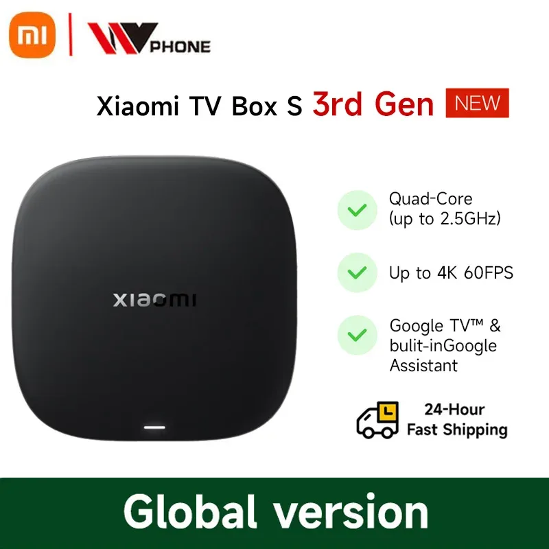 Versão global xiaomi tv box s 3a geração 4k ultra hd 2g 32g wifi bt5.2 google tv elenco netflix smart tv box media player mi tv box