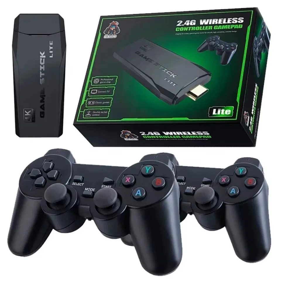Videogame Stick 10mil 2 Controles Sem Fio Console Portatil Jogos Retro Antigo