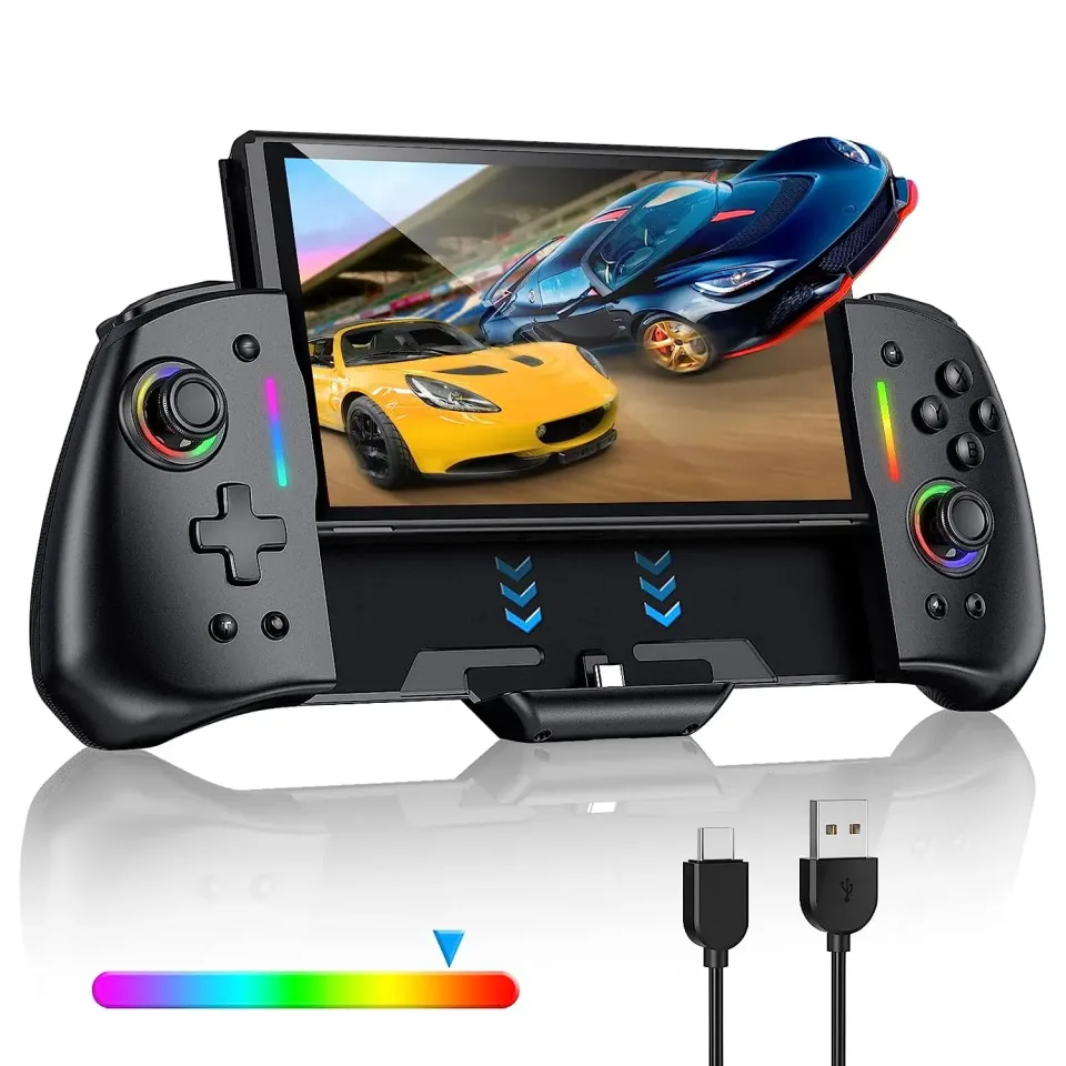Controlador Deadzone aprimorado para Switch, OLED, luz LED ajustável, design ergonômico, giroscópio de 6 eixos