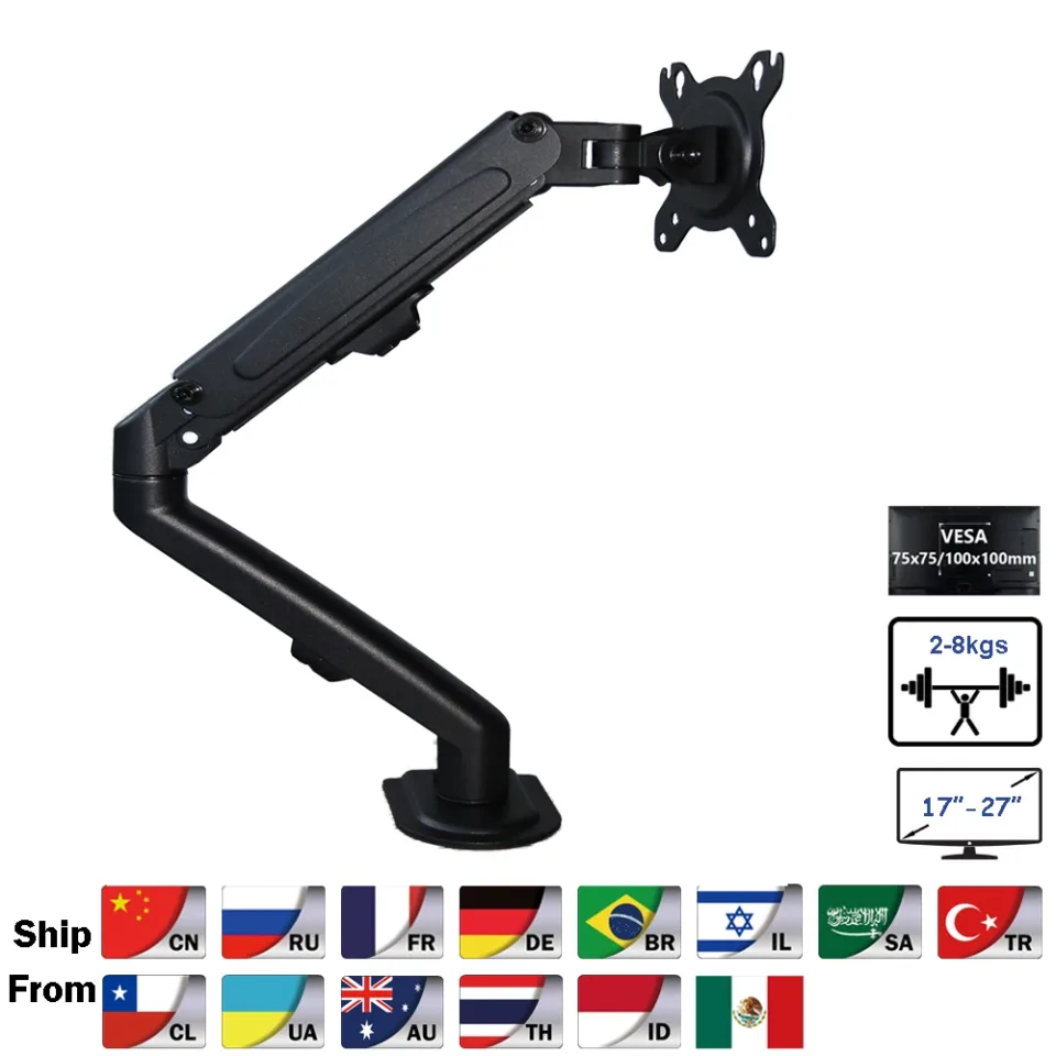 Mola mecânica Desktop Monitor Mount Bracket, suporte de tela LCD, suporte de mesa, apto para 13 a 27 ", GC09-12