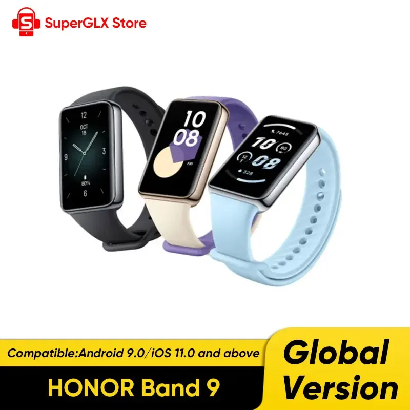 HONOR-Band 9 Versão Global Curvo Borda Design Fitness Band, 1.57 "Tela Grande, 14 Dias de Bateria