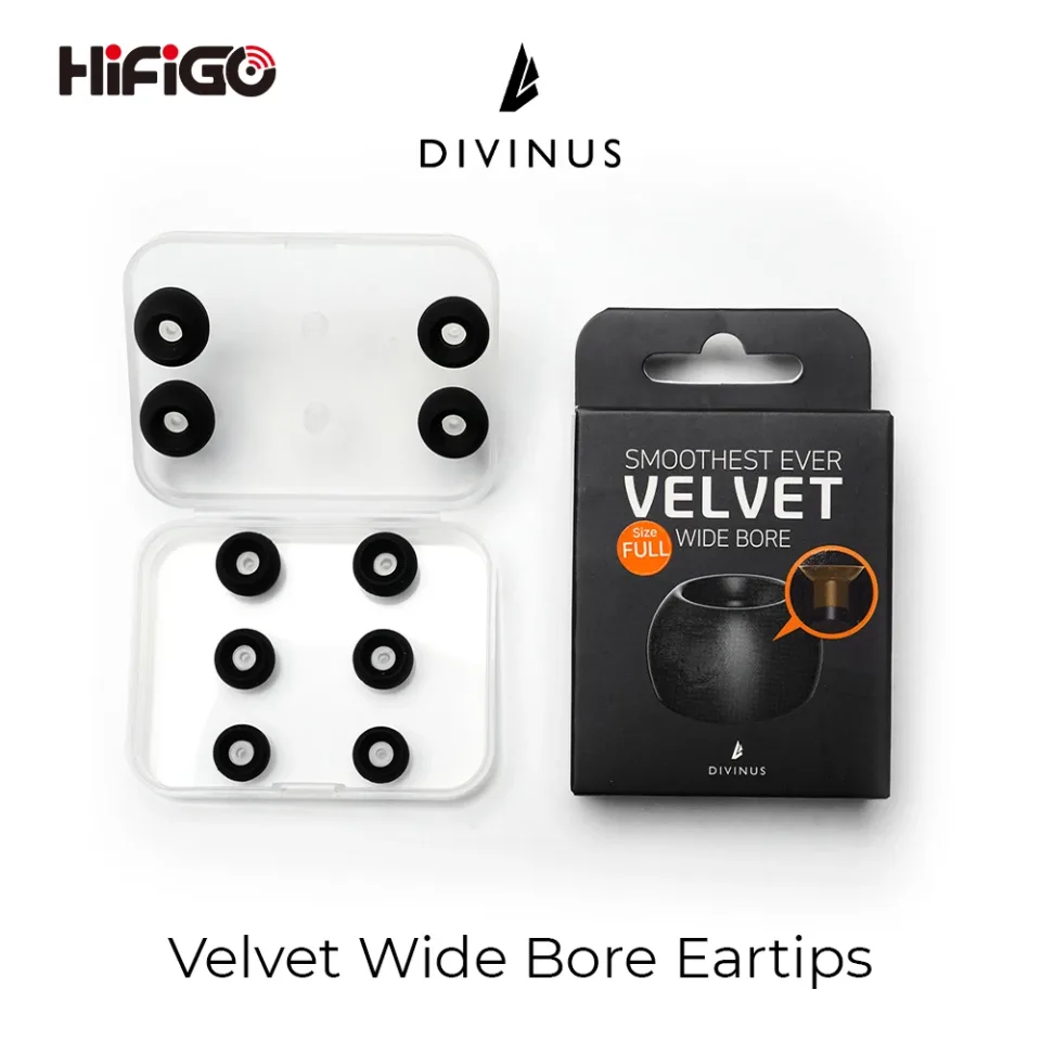 HiFiGo DIVINUS Eartips de fone de ouvido de silicone de furo largo de veludo para bico de 4-6 mm, pontas de ouvido profundas macias para fones de ouvido Dunu Davinci