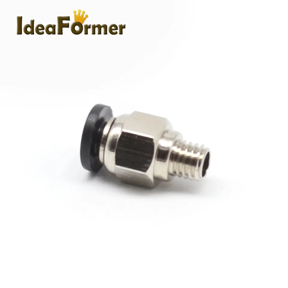 Conector pneumático para impressora 3d, 1 peça, tubo ptfe de 4mm, pc4-m6, furo de 4mm, acoplador para tubo ptfe de 4mm, impressora 3d