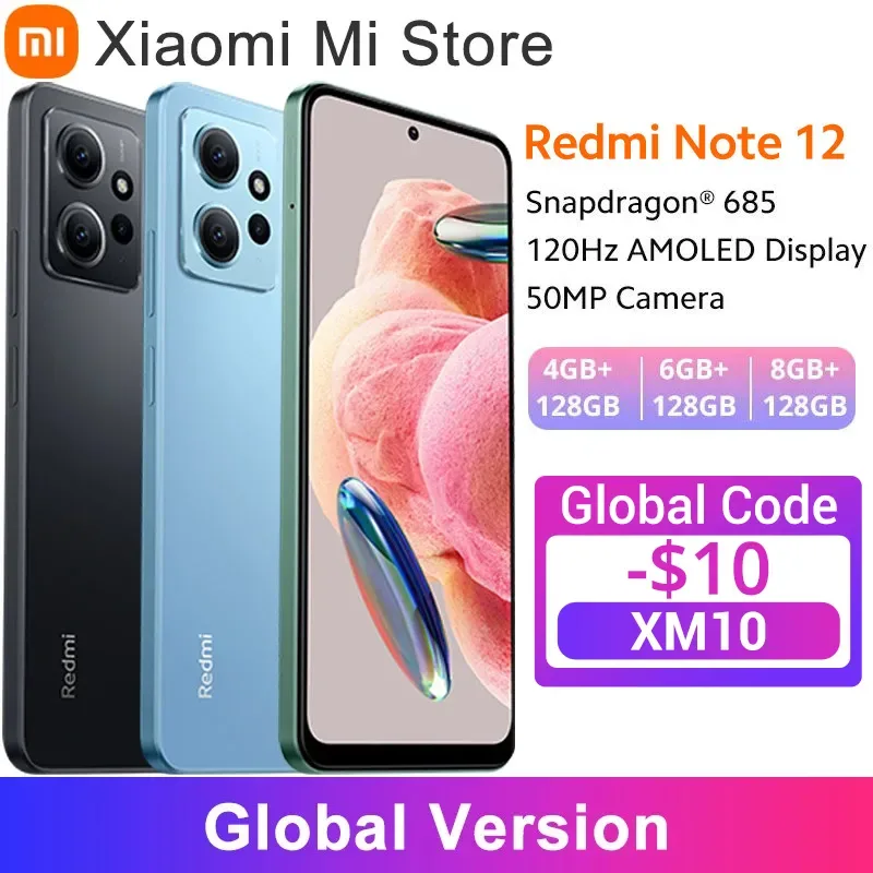 Xiaomi-Redmi Note 12 Snapdragon, Versão Global®Câmera de carregamento rápido AMOLED DotDisplay, 50MP, 5000mAh, 33W, 685, 120Hz