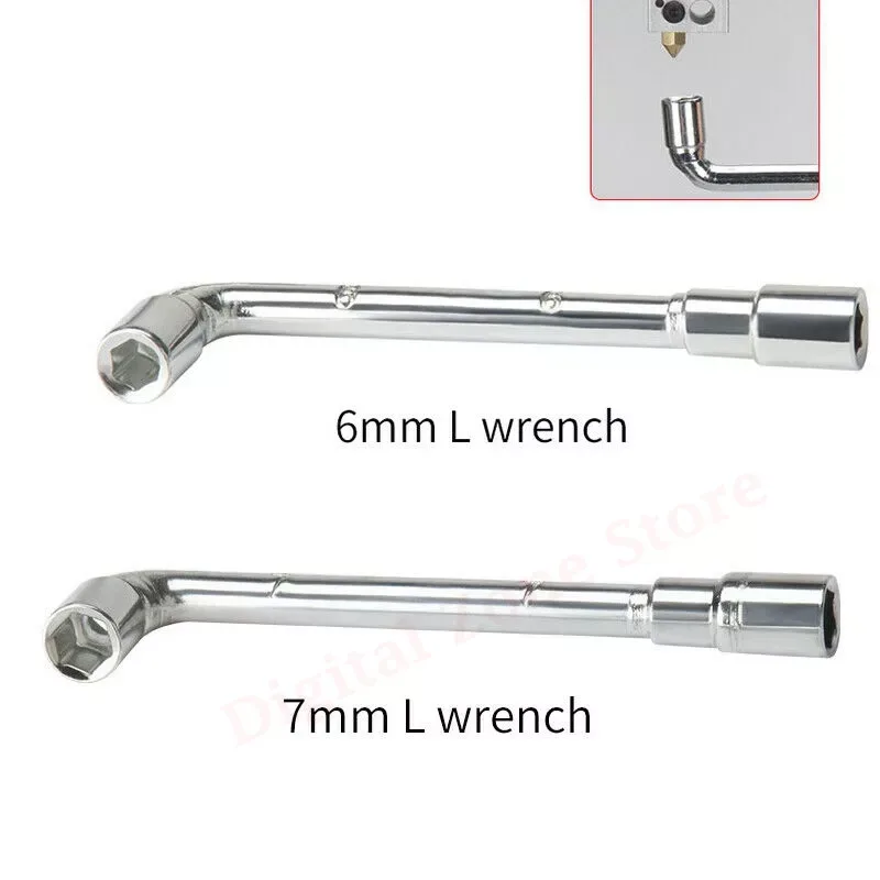 6mm / 7mm em forma de l chaves de soquete mk8 e3d latão bicos ferramentas chave inglesa para impressora 3d