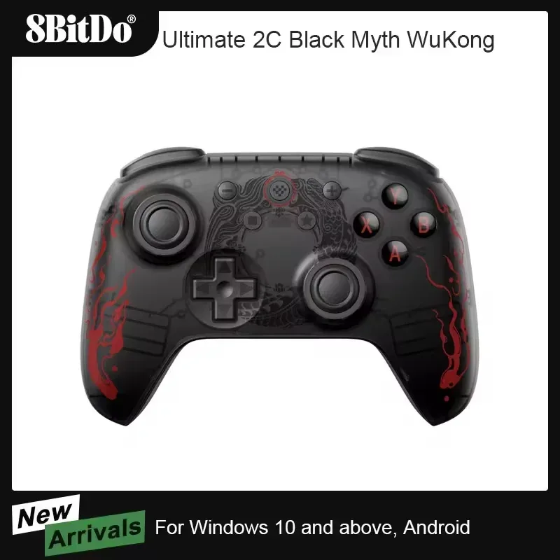 8bitdo ultimate 2c controlador com fio/sem fio para windows 10/11 gamepad mito preto wukong com joystick de efeito hall para android