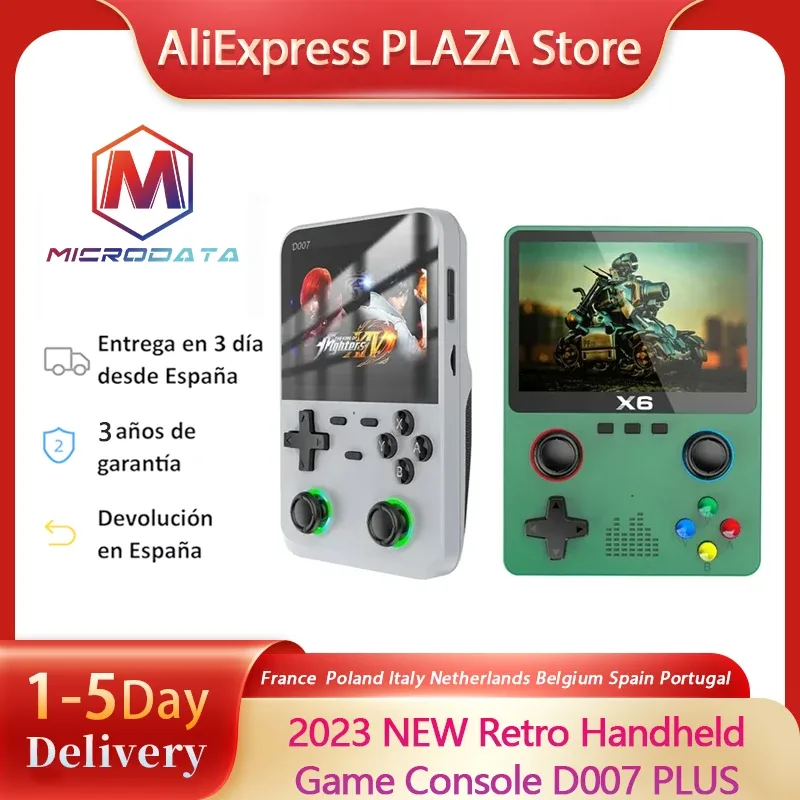 Mini Handheld Game Player, X6, Tela IPS de 3,5 ", Bateria 2000mAh, ATJ22735, RGB de 32 bits, Compatível com Conexão do Punho