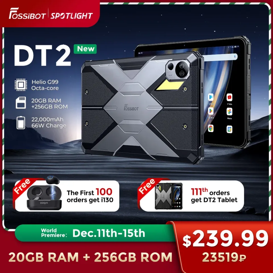 [Estreia mundial] Fossibot DT2 Versão Global Novo Original 10.4inch 4G Robusto Tablet Helio G99 20GB + 256 GB Android 13 PC Tablets 2K IPS Tela 22000mAh Dual SIM Card Wifi 6