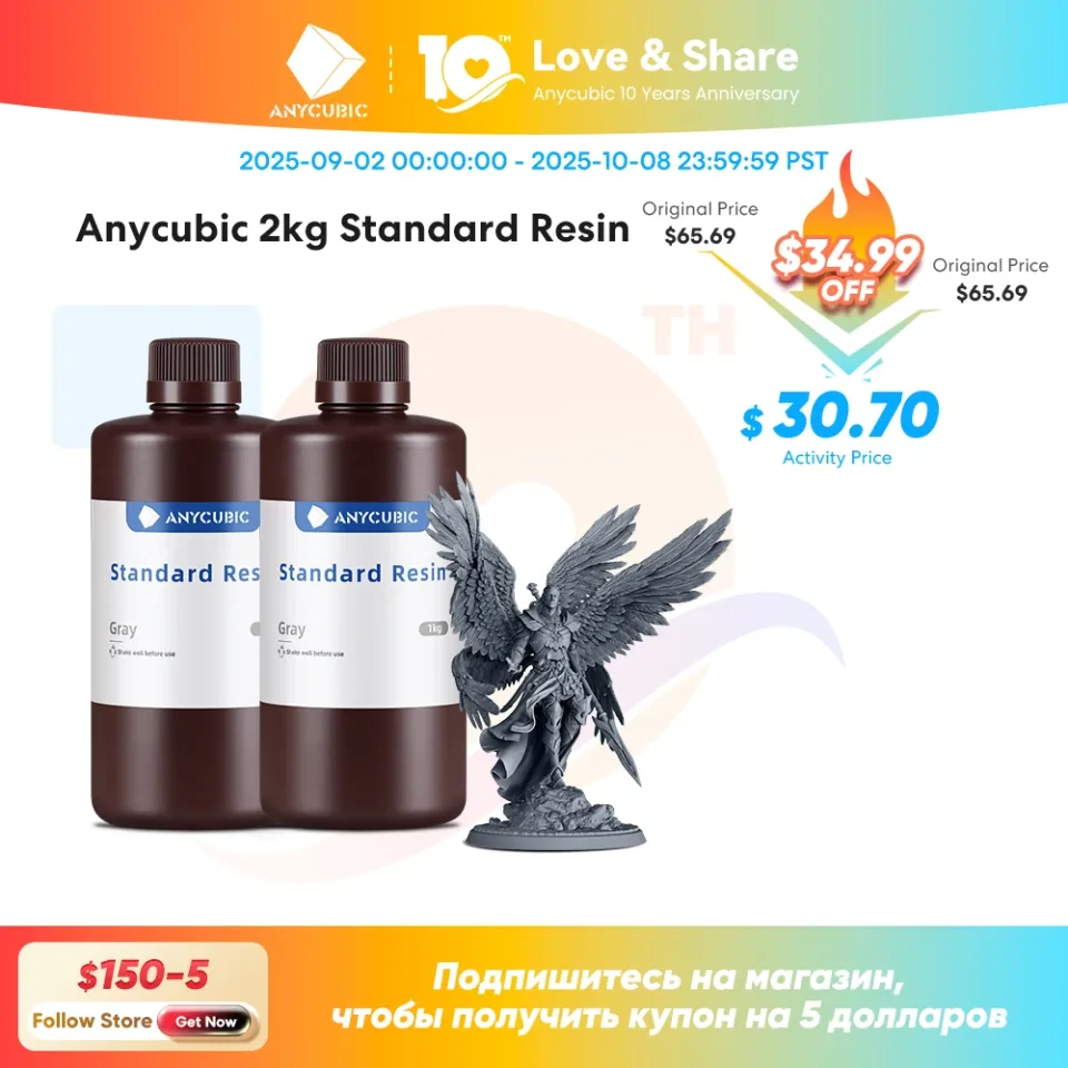 Anycúbico 405nm resina uv padrão para impressora 3d lcd para photon mono 7 pro materiais de impressão 3d resina fotossensível