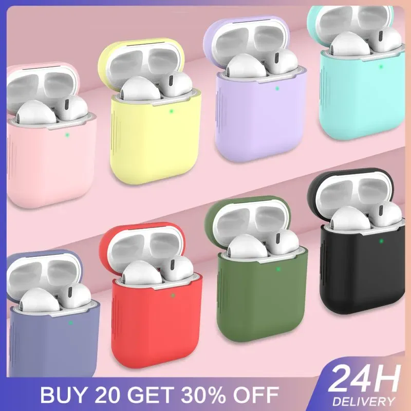 Caixa de fone de ouvidos para airpods, caixa protetora de silicone à prova de choque para fones de ouvido bluetooth sem fio, acessórios para apple airpods