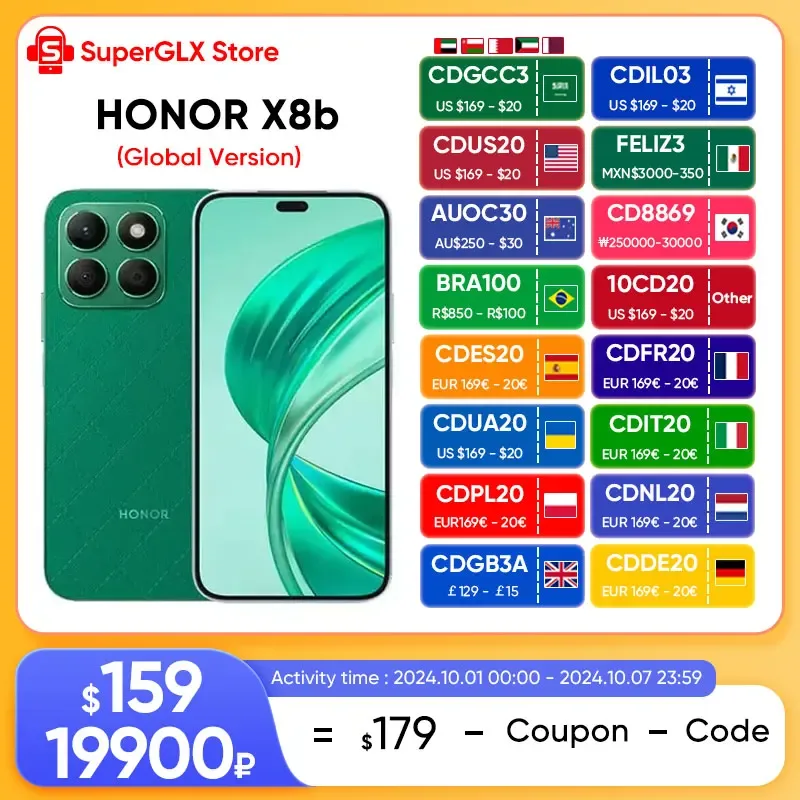 Smartphone HONOR-X8b 4G, 8GB de RAM, 512GB ROM, Snapdragon 680, 6,7 ", 90Hz Refresh Rate Display, Câmera 108MP, Bateria 4500mAh, Novo
