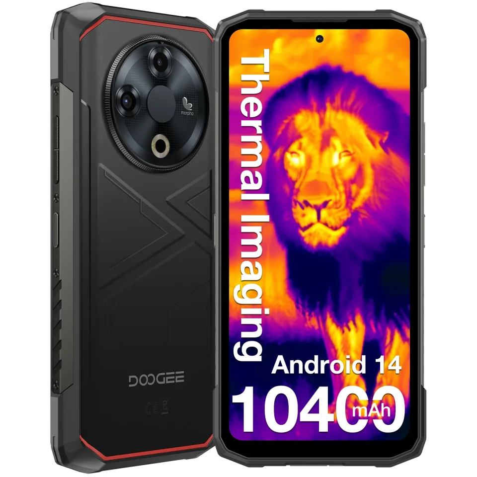 Doogee-Fire 6 Telefone Robusto, Nivelamento Térmico, Câmera Principal 50MP AI, Android 14, 6.56 ", Tela 90Hz, 6GB RAM, 256GB ROM, 10400mAh, 18W