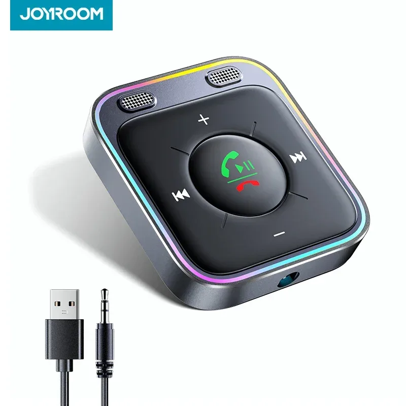 Joyroom-Bluetooth 5.3 Carro Adaptador, Melhorado Dual Mics, ENC Cancelamento de Ruído, 3,5 milímetros AUX, sem fio