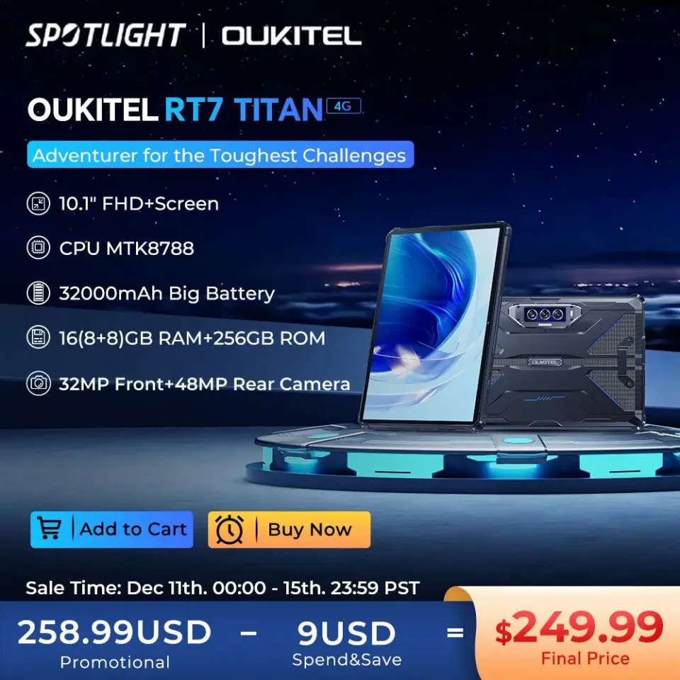 Oukitel-RT7 TITAN Tablet PC robusto, Android 13, 4G, 10.1 ", FHD Plus, 32000mAh, 8GB + 256GB, 32MP + 48MP, [Estreia mundial]