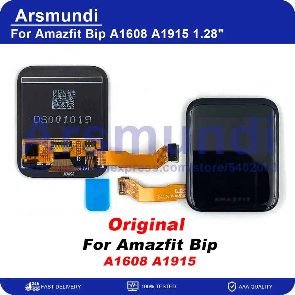 Tela LCD para Huami Amazfit Bip, digitador do painel de toque, relógio esportivo, 1.28 ", A1608, A1915