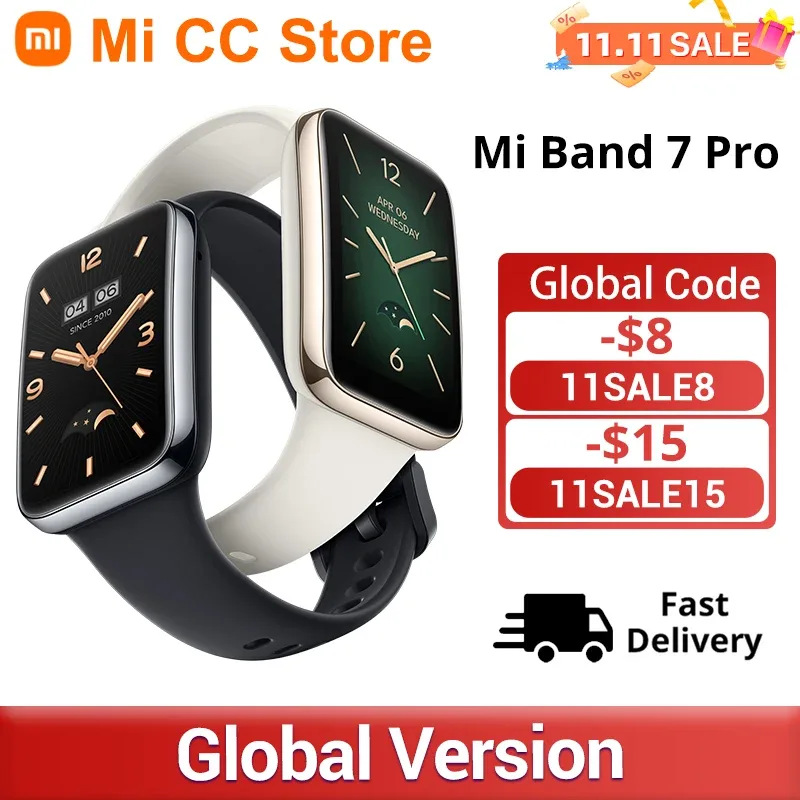 Xiaomi-Band 7 Pro Smart Band, Versão Global, AMOLED, Tela Curva, GPS, Oxigênio no Sangue, Bateria 12Day, 1.64 ", Estreia Mundial