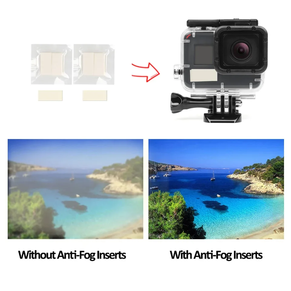 Wholesale 12 pçs anti nevoeiro inserções para gopro hero 9 8 7 6 5 preto sjcam xiao yi 4k ação câmera caso à prova dwaterproof água para go pro acessório