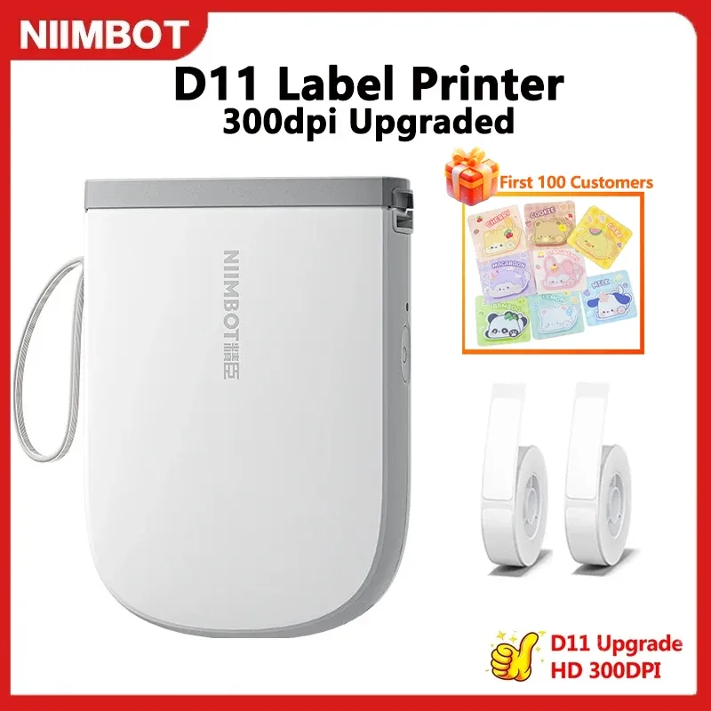 Niimbot D11 Mini Impressora Térmica Portátil, 300dpi, Etiqueta Adesiva Maker, Impressora Leve para Adesivos, Máquina de Etiquetas, Novo