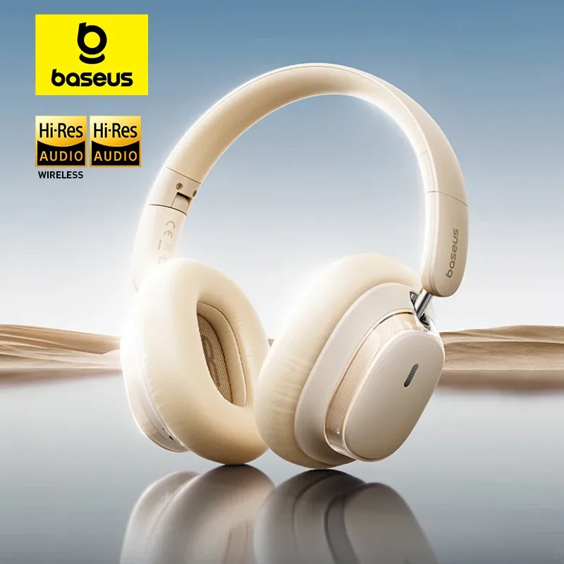 Baseus bowie h1s fones de ouvido sem fio bluetooth 5.4 cancelamento de ruído 46db sobre a orelha fone de ouvido de áudio espacial de alta resolução 120h tempo