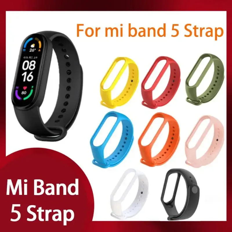 Correia para Xiaomi Mi Band 5, Silicone Pulseira, Substituição Pulseira, Cor do pulso, TPU