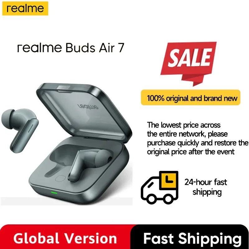 Versão global realme buds air 7 fone de ouvido 52db redução de ruído bt 5.4 hi-res lhdc 2.0 fone de ouvido sem fio realme buds air7