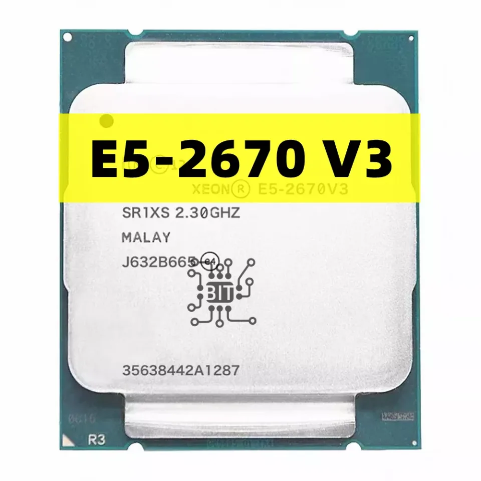 Processador usado CPU Xeon, E5-2670V3, SR1XS, X99, 2,30 GHz, 30M, 12 núcleos, E5 2670, E5-2670 V3, LGA2011-3