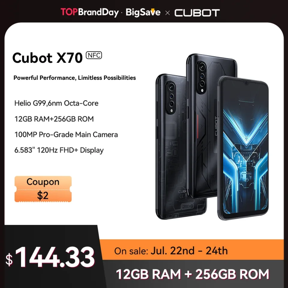 Cubot X70, Smartphone Android 13, Helio G99, Octa-core, tela FHD+ de 120 Hz e 6,583", câmera de 100MP, 24 GB de RAM (12 GB + 12 GB estendido), 256 GB, bateria de 5200mAh, Dual 4G celular,NFC, celulares em promoção