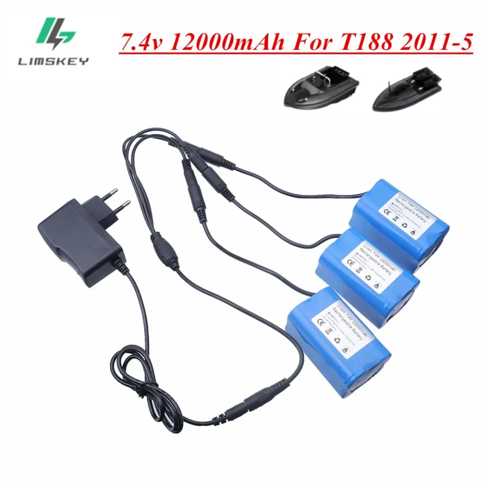 Bateria lipo de 7.4v 12000mah para t188 t888 2011-5, controle remoto, localizador de peixes, isca de pesca, barco, peças sobressalentes, acessórios de brinquedos rc