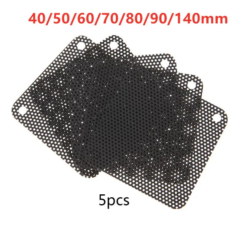 5 pçs/set 40/50/60/70/80/90/140mm pvc ventilador filtro de poeira pc caso à prova de poeira cortável computador malha capa malha preta