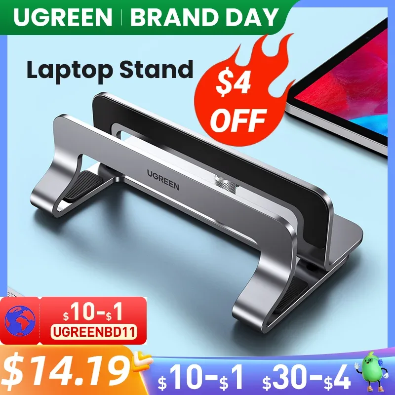 Ugreen vertical portátil suporte para macbook ar pro alumínio dobrável notebook suporte para portátil macbook pro tablet suporte