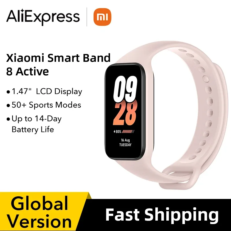 Xiaomi-Smart Band 8, Versão Global, 1,47 "Display LCD, Bluetooth, 5ATM, Impermeável, 50 + Modos Esportivos Monitor de Freqüência Cardíaca, Novo, 2023