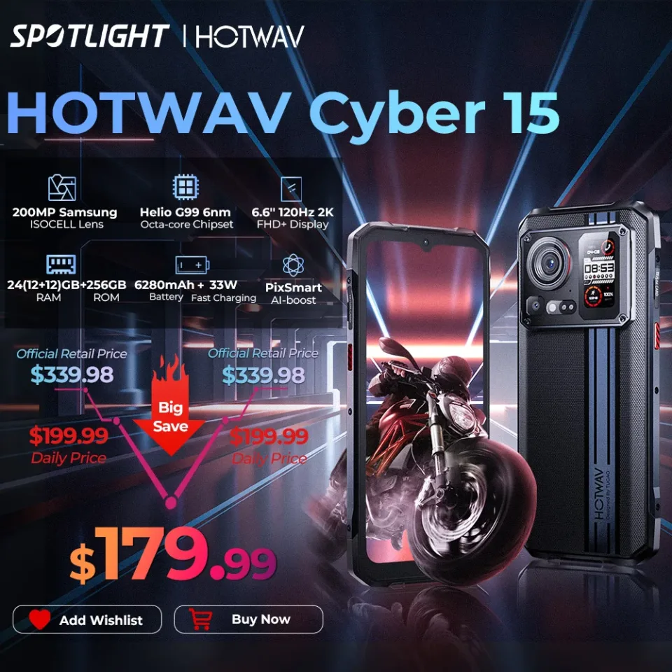 [World Premeire] HOTWAV Cyber 15 Telefone robusto 200MP PixSmart G99 6.6FHD + 120Hz Smartphone 24GB 256GB Celular ultrafino