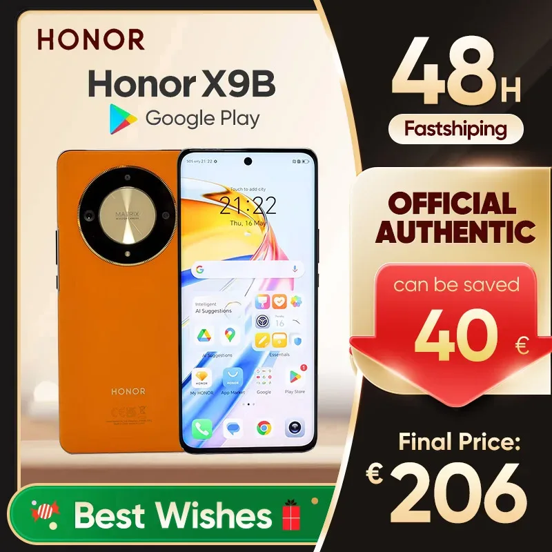 HONOR-Smartphone Versão Global, Snapdragon 6, Armazenamento Lite X9B, Geração 1, 6,78 ", Tela 120Hz, Câmera 108MP, 5G, Bluetooth