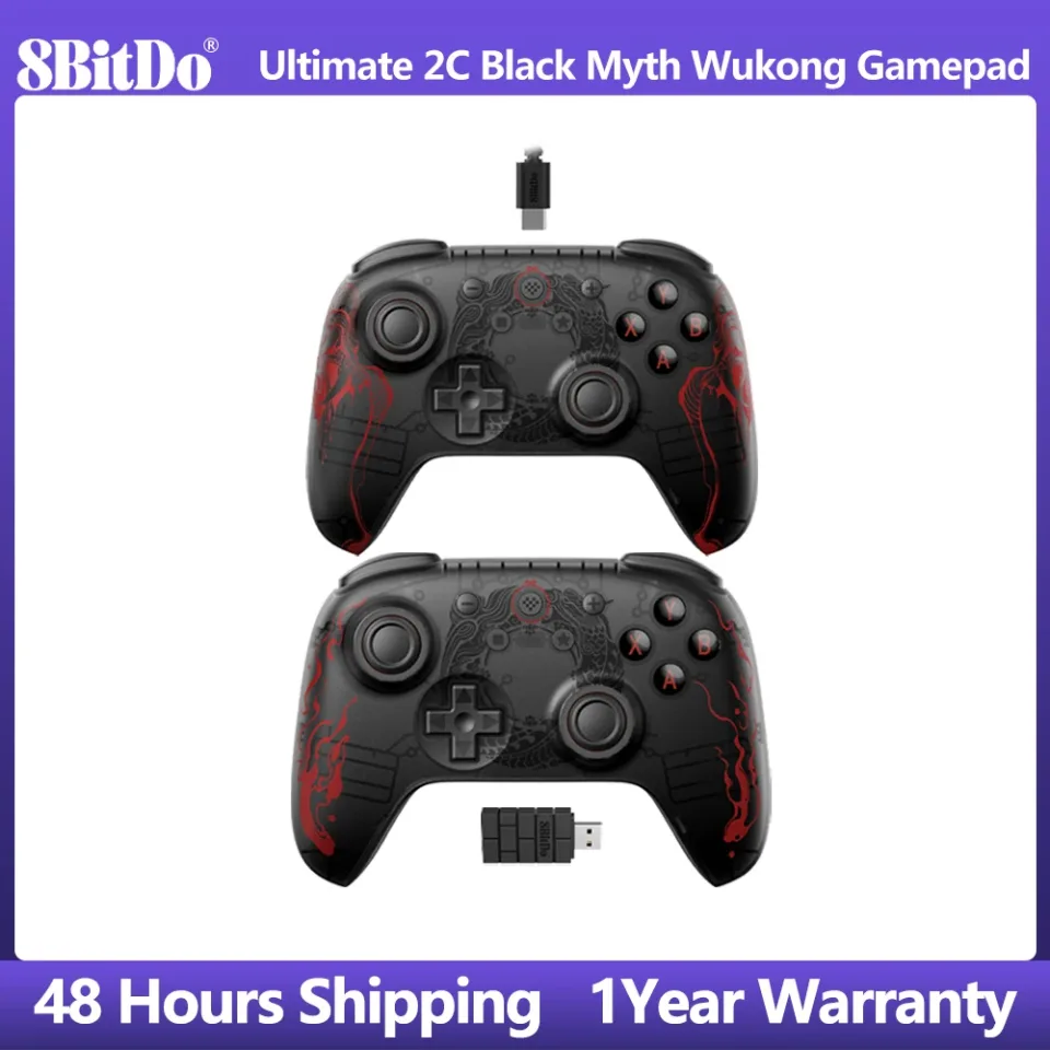 Controlador 8BitDo Ultimate 2C Black Myth Wukong, gamepad sem fio e com fio com joystick de efeito Hall para Windows, Android, Steam